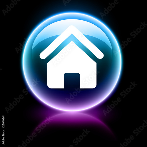 neon glossy icon - home