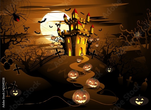 Halloween Sfondo Notturno-Halloween Night Background-Vector