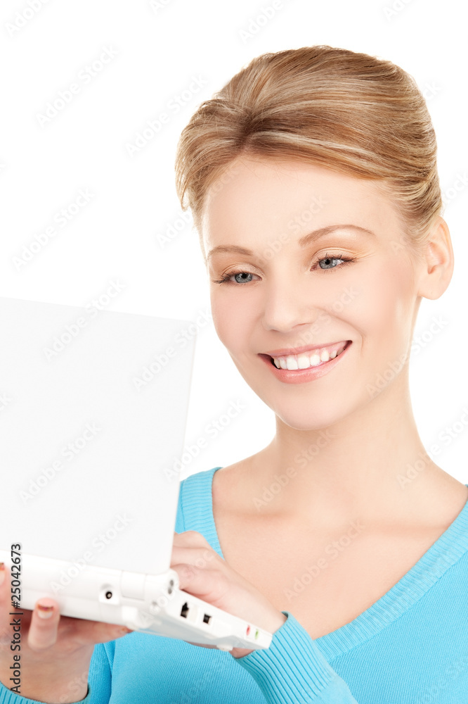 happy woman with laptop computer happy woman with laptop computer