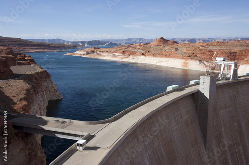 Scenic Landscape of Glen Canyon Dam and Lake Powell