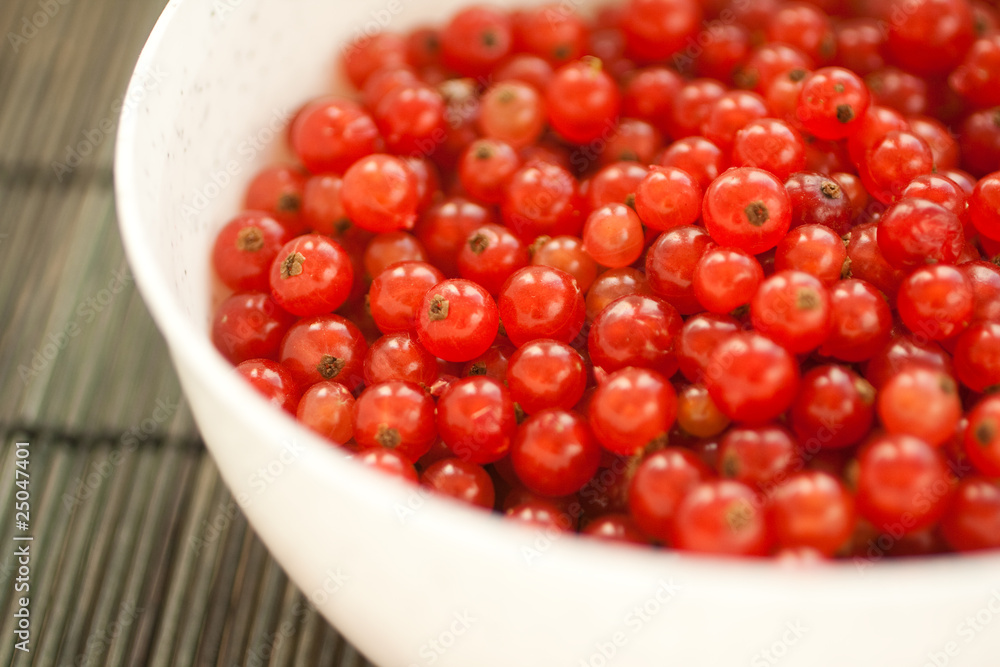 Frisch gezupfte und gewaschene Johannisbeeren Frisch gezupfte und gewaschene Johannisbeeren