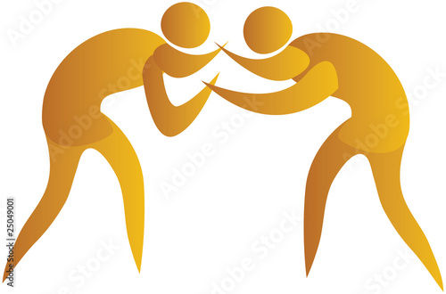 two humans wrestling against each other