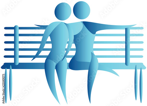 human couple embracing sitting on a park bench