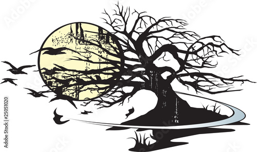 Spooky Tree and Birds