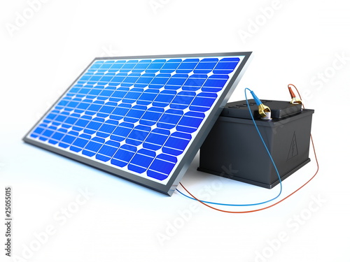 solar panel charges the battery