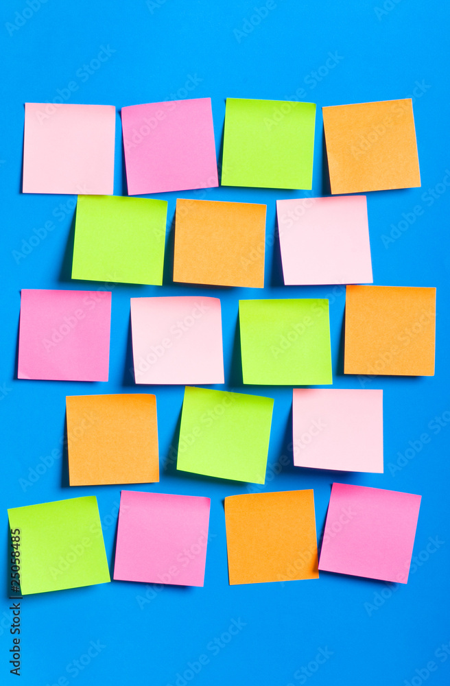 Reminder notes on the bright colorful paper Reminder notes on the bright colorful paper