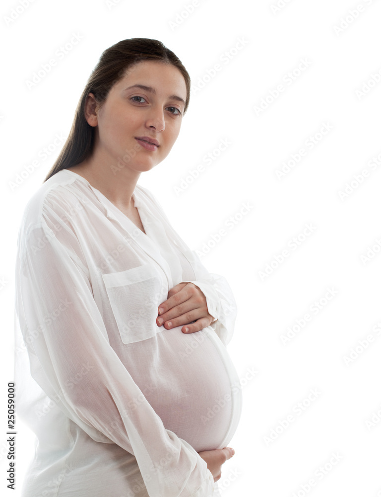 pregnant woman holding her belly