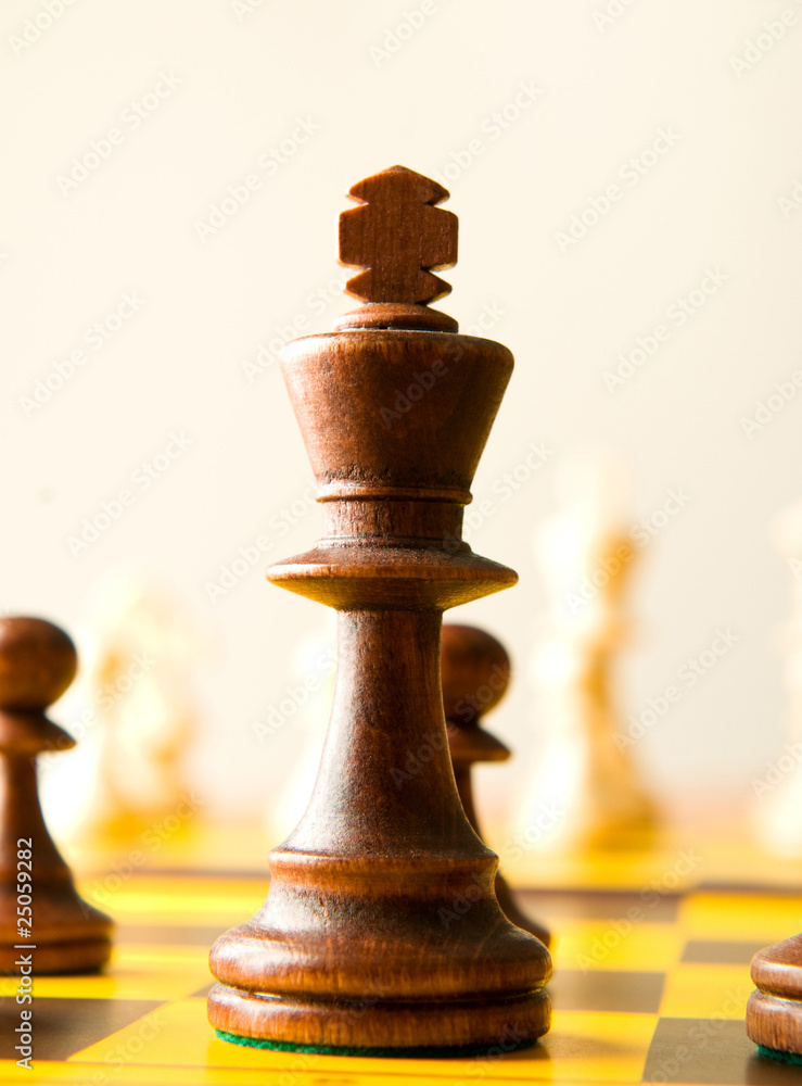 Set of chess figures on the playing board Set of chess figures on the playing board