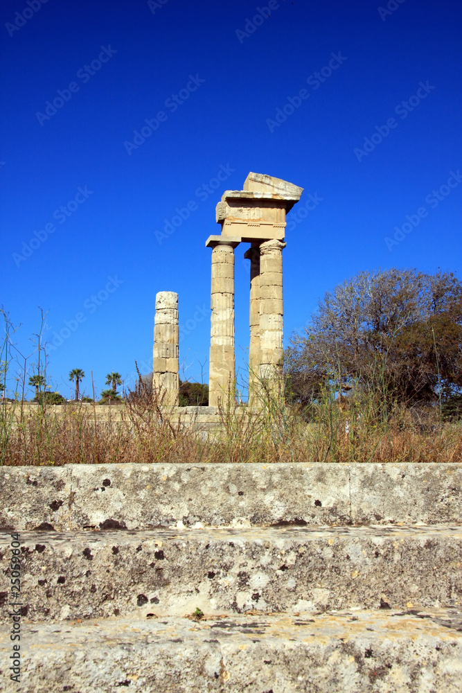 Fototapeta premium Greece, Rhodes, Acropolis, temple ruins