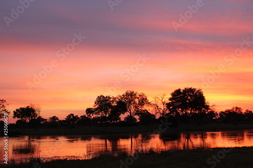 African Sunset with Hippos