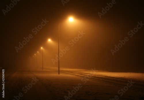 Ligths in fog at night