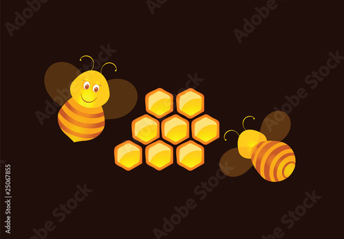 illustration of bees and the honey comb