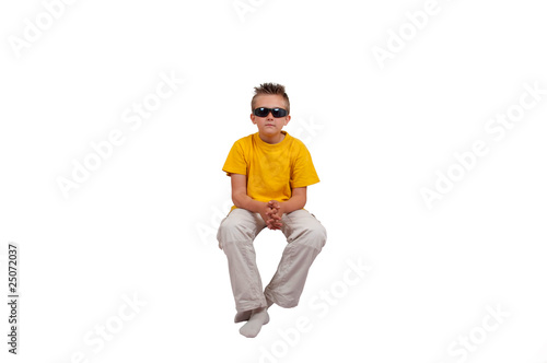 boy with sunglasses, isolated on white © sebikuscz