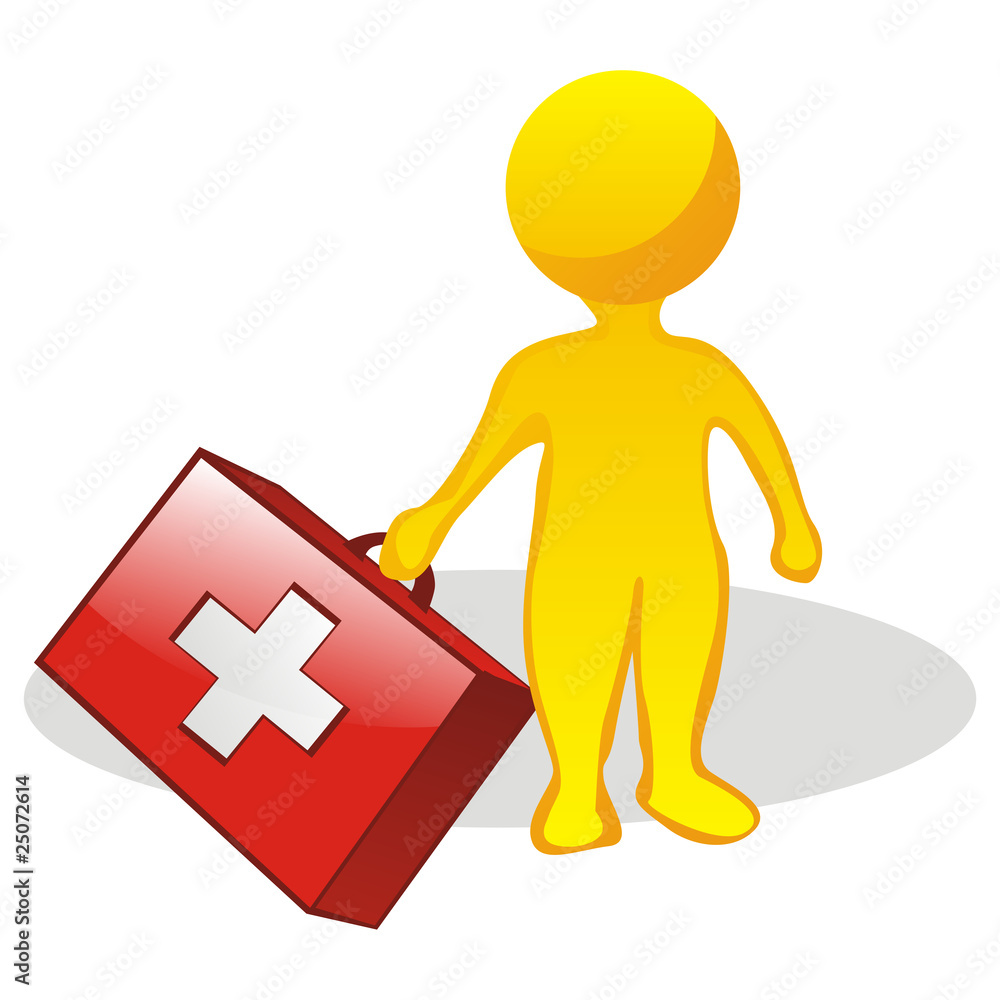 vector illustration of stylized man with first aid case