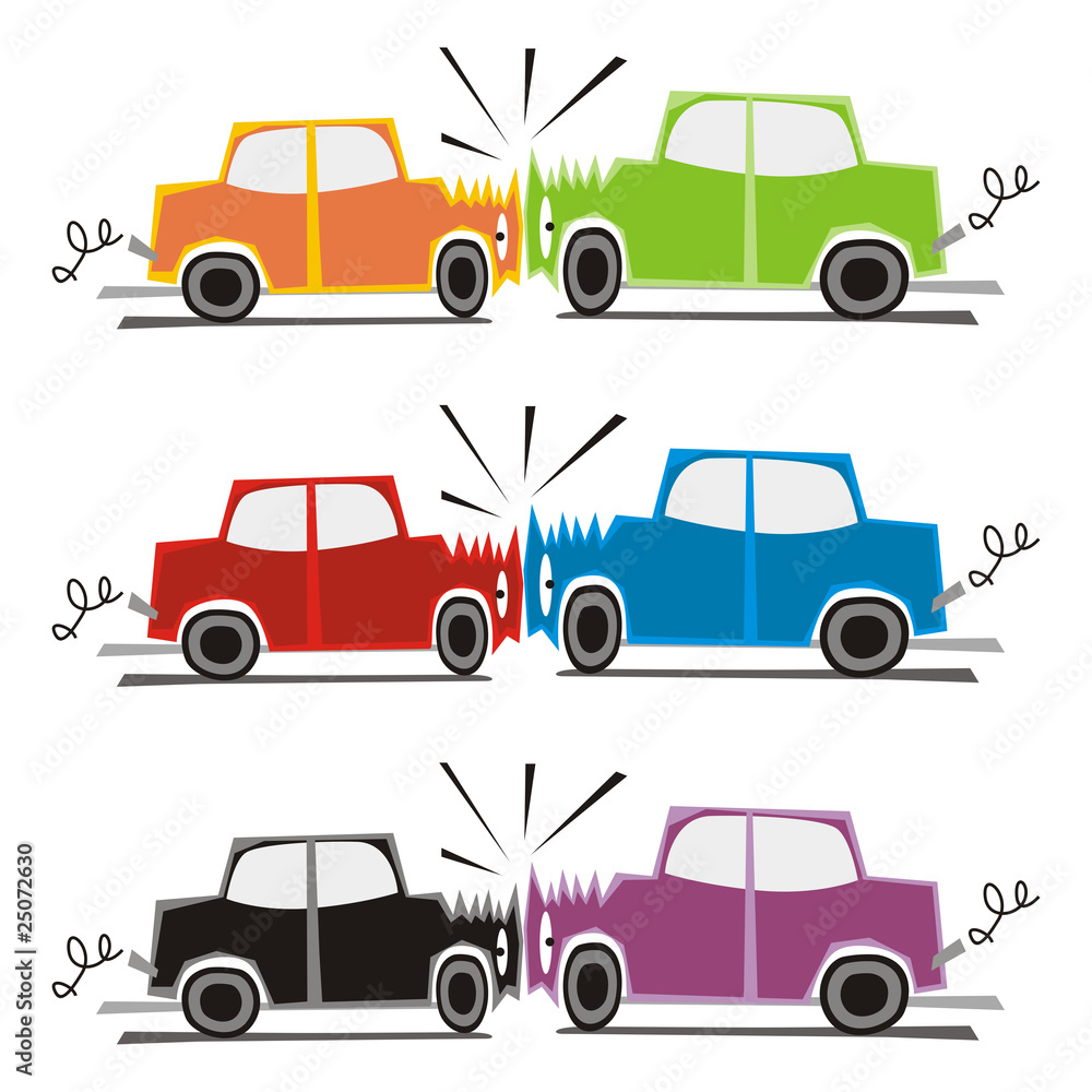 fully editable vector illustration of two cars crash