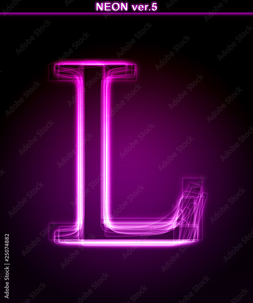 Glowing font. Shiny letter L Glowing font. Shiny letter L
