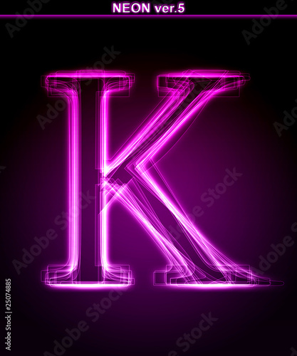 Glowing font. Shiny letter K