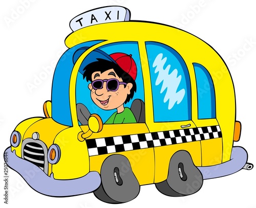 Cartoon taxi driver