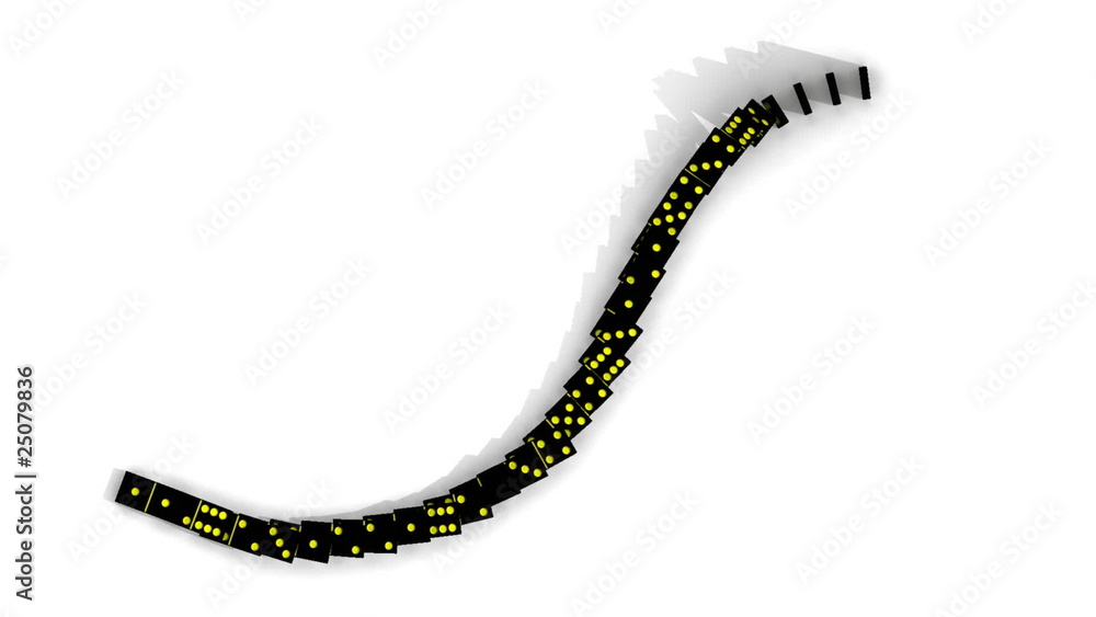 3D black dominos falling against a white background 3D black dominos falling against a white background