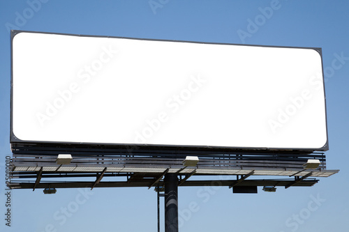 Huge blank billboard on blue sky