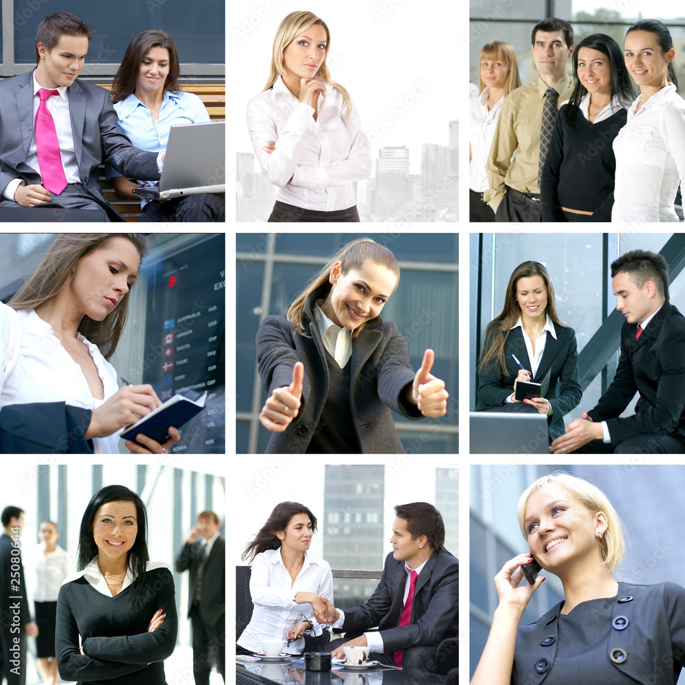 A collage of business images with different young people A collage of business images with different young people