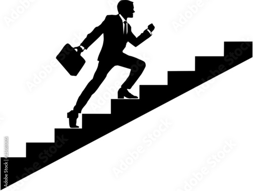 businessman with briefcase walking upstairs
