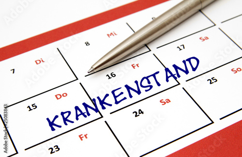 Krankenstand Kalender eingetragen photo