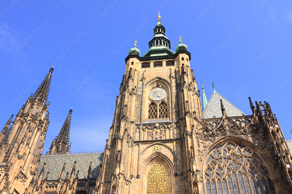 Beautiful gothic St. Vitus' Cathedral on Prague Castle