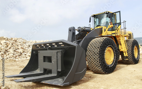 wheel loader on a stone mine
