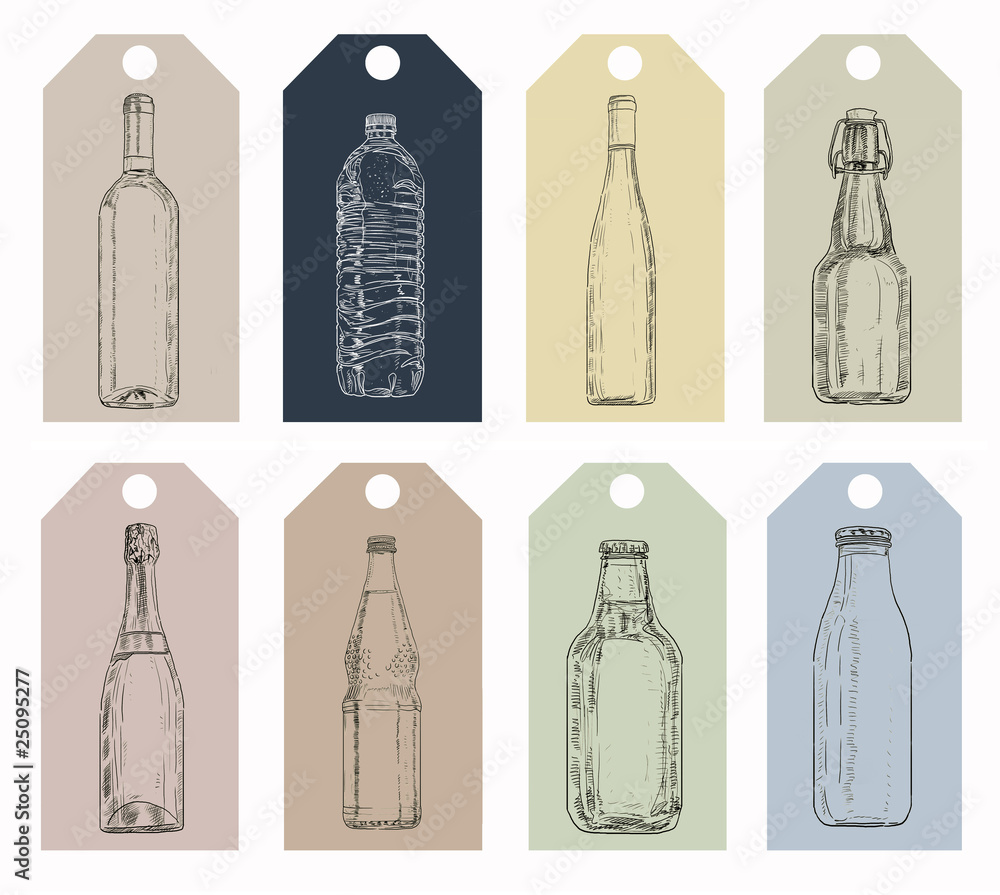 Fototapeta premium Mix labels with bottles