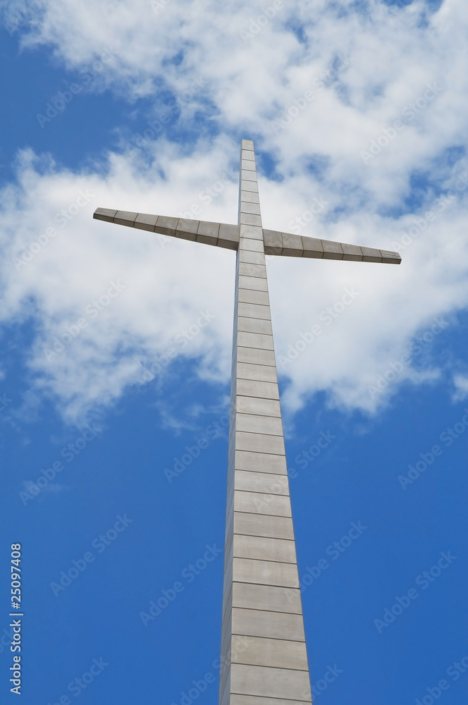 Cross at blue sky.