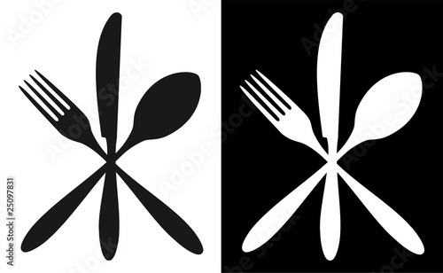 Black and white cutlery icons