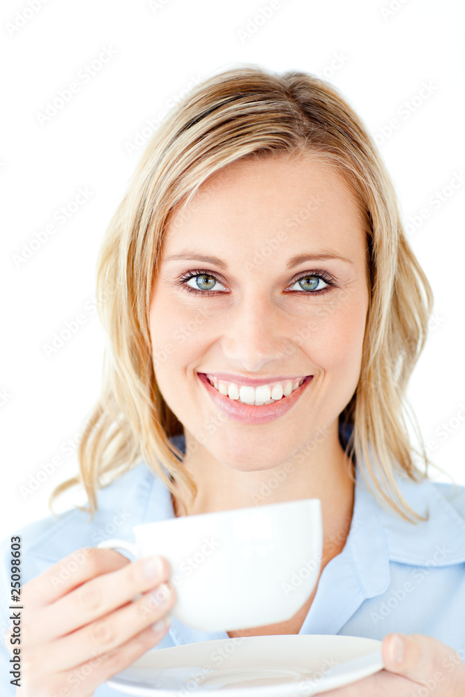 Charming businesswoman enjoying her coffee Charming businesswoman enjoying her coffee