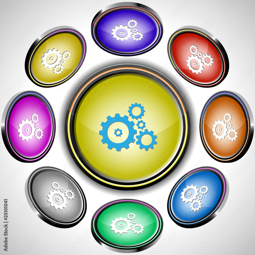 Gears. Vector internet buttons. 8 different projections. Gears. Vector internet buttons. 8 different projections.