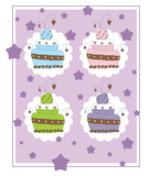 Birthday card with four cakes