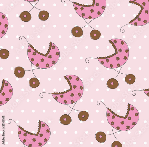Seamless pattern with pram