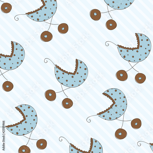 Seamless pattern with pram