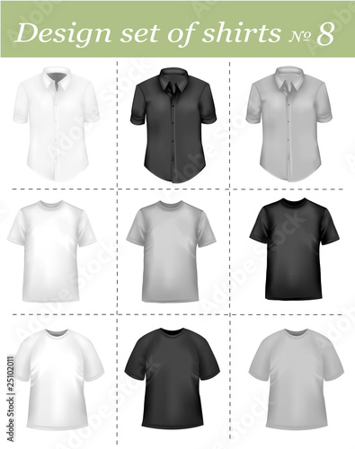 Eighth design set of shirts. Photo-realistic vector.