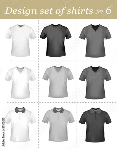 Sixth design set of shirts. Vector.
