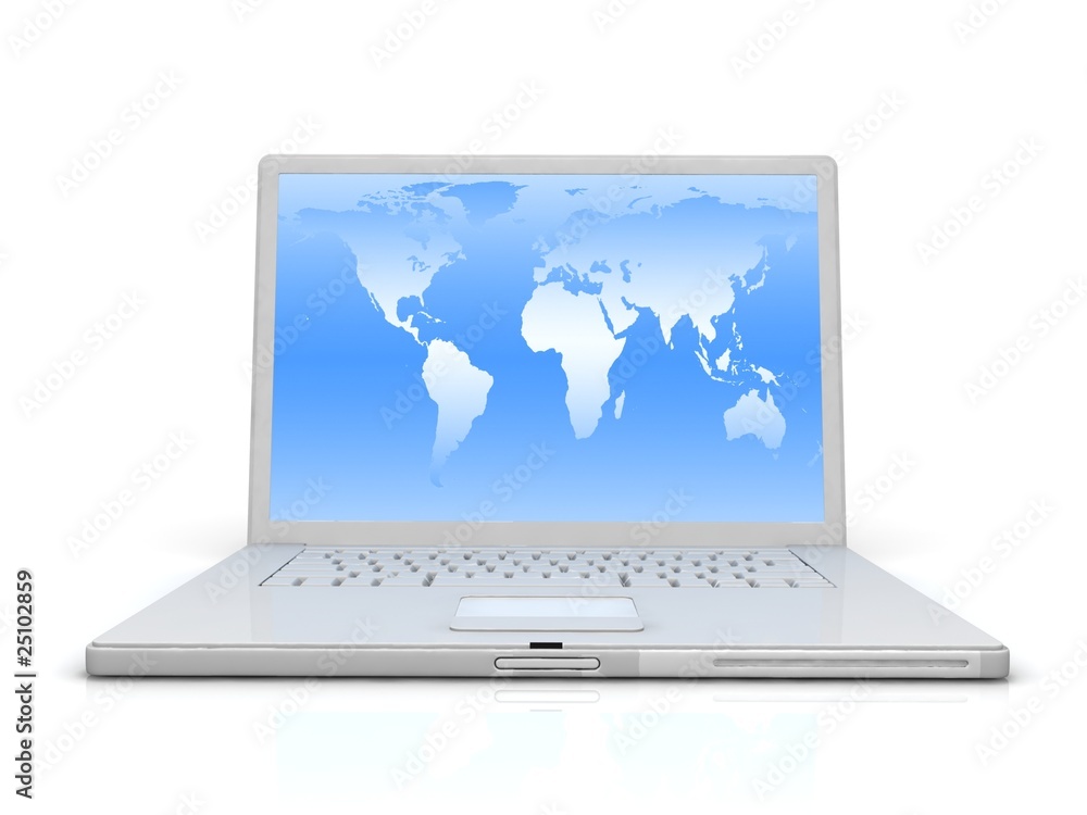 Professional Laptop on white background with reflection Professional Laptop on white background with reflection