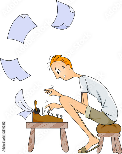 Man Using Typewriter