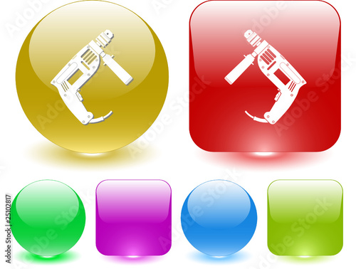 Electric drill. Vector interface element.