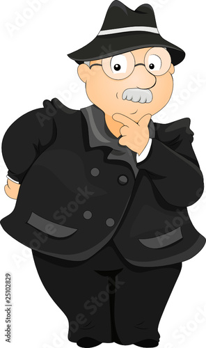 Old Businessman With Hands On Chin