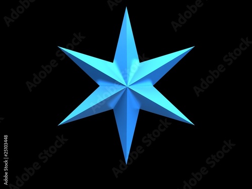 Blue Christmas star isolated over a black background