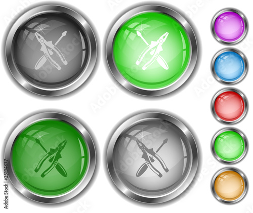 Screwdriver and combination pliers. Vector internet buttons.