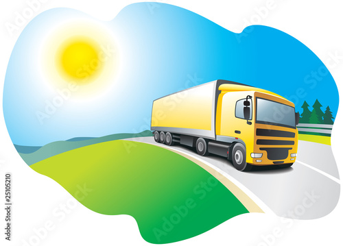 Truck on the road - transport and logistics. Vector