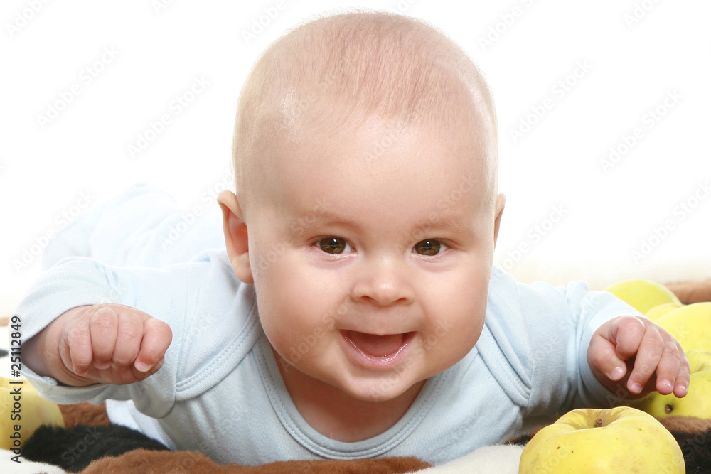 Close-up portrait of young little baby boy