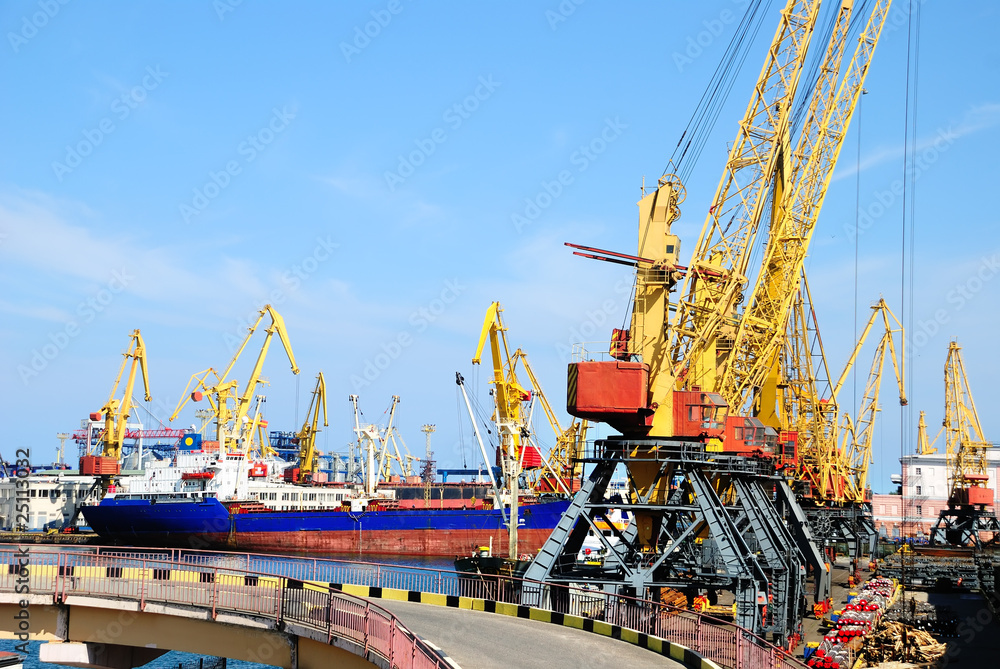 Port warehouse with cargoes and containers