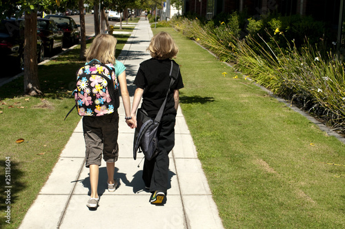 Two Kids Walking to School