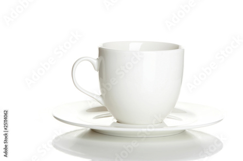 Cup with a saucer on a white background